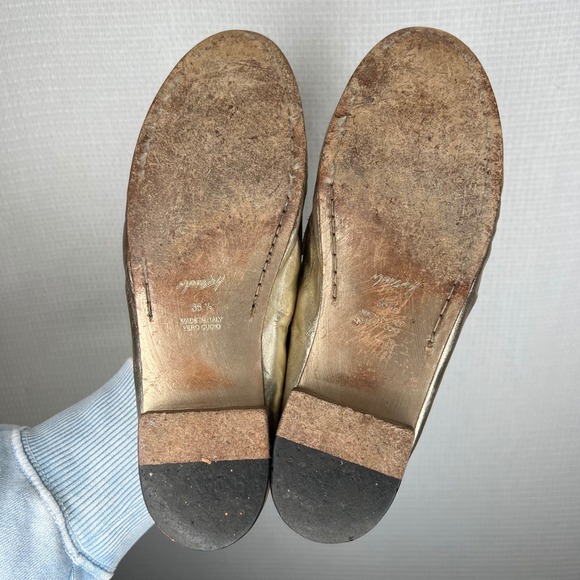 Marsell Metallic Gold Leather Loafers Flat Shoes Women Size 36.5 Italy - Picture 5 of 7